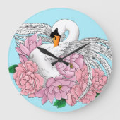 白鳥と花 ラージ壁時計 (正面)
