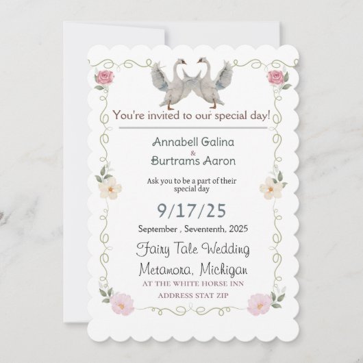 白鳥のおとぎ結婚話 招待状 (正面)
