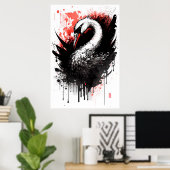 白鳥のインクポートレート ポスター (ホームオフィス)