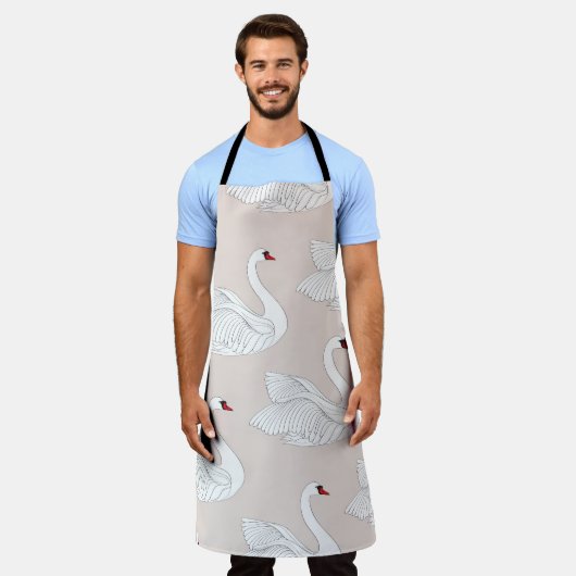 白鳥のエレガンス:装飾用の白いパターン。 エプロン (着用した状態)