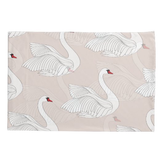 白鳥のエレガンス:装飾用の白いパターン。 枕カバー (裏面)