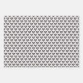 白鳥のカップルとハートのシルバー&ホワイト結婚ズ ラッピングペーパーシート (正面2)