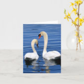 白鳥のカップルのnotecardの挨拶状セット カード (黄色い花)