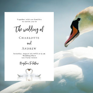 白鳥のカップル白いラグジュアリー結婚ズ 招待状