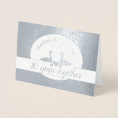 白鳥のカップル結婚ブリキ10周年記念カード 箔カード (正面)