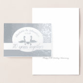 白鳥のカップル70thプラチ結婚ナの記念日カード 箔カード (ディスプレー)