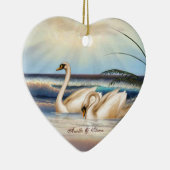 白鳥のカップル-愛-ハート形のオーナメント セラミックオーナメント (右)