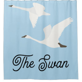 白鳥のカラーブロック シャワーカーテン