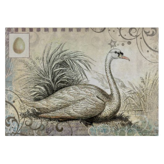 白鳥のグラフィック カッティングボード (正面)