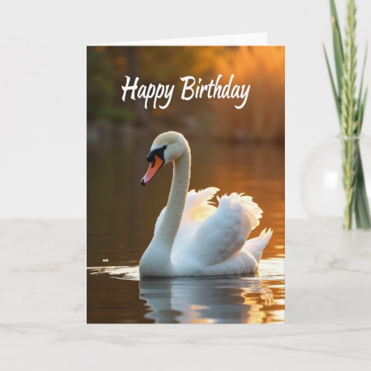 白鳥のセレナリティー 誕生日カード カード (正面)