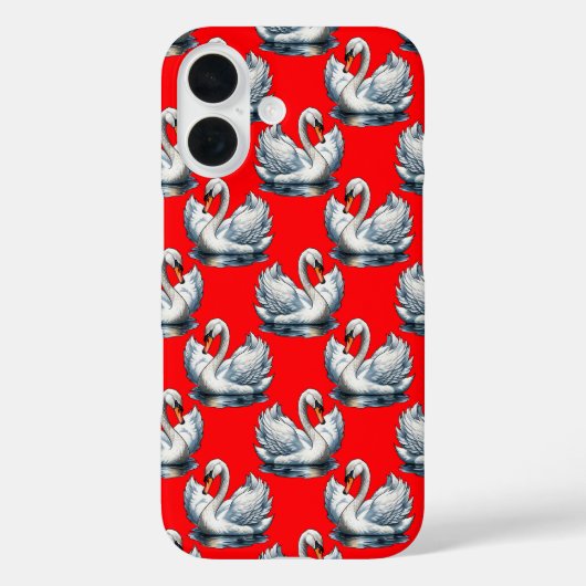 白鳥のデザイン 赤地 Case-Mate iPhoneケース (裏面)