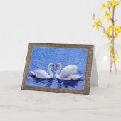 白鳥のハート カード (黄色い花)