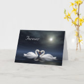 白鳥のハート カード (黄色い花)