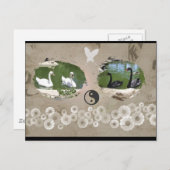 白鳥のバランスはがき ポストカード (正面/裏面)