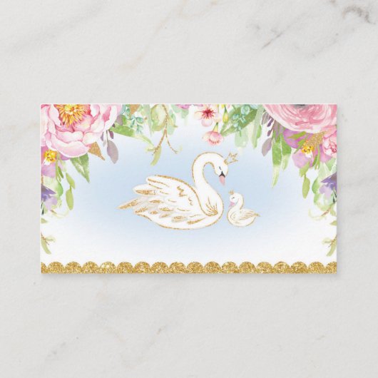 白鳥のプリンセスのおむつのラッフルの花の女の赤ちゃん エンクロージャーカード (裏面)