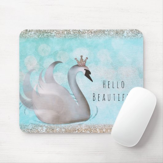 白鳥のプリンセスのフェイクな金ゴールドのグリッターのシックなおとぎ話 マウスパッド (マウス)