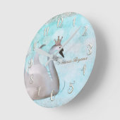 白鳥のプリンセスの金ゴールドのグリッターのブティックのスタイルのカスタム ラウンド壁時計 (傾斜)