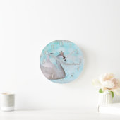 白鳥のプリンセスの金ゴールドのグリッターのブティックのスタイルのカスタム ラウンド壁時計 (ホーム)