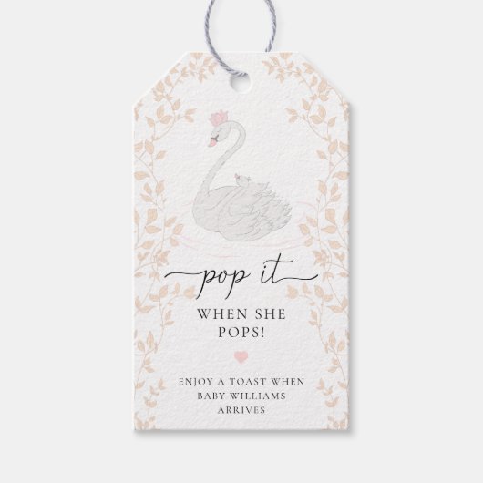 白鳥のプリンセスポップ・アートのは彼女が好きな時にポップ ギフトタグ (正面)