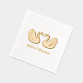 白鳥のペアの結婚記念日 V4 箔ナプキン (左)