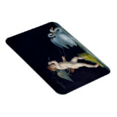 白鳥のペア(パネル上の油)によって導かれるキューピッド マグネット (右側)