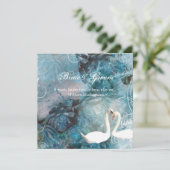 白鳥のヴィンテージ旋回ティール(緑がかった色)ピンク 招待状 (スタンド正面)