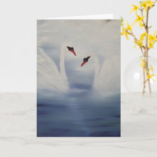 白鳥の到着 カード (黄色い花)
