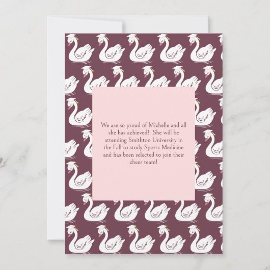 白鳥の卒業式 招待状 (裏面)