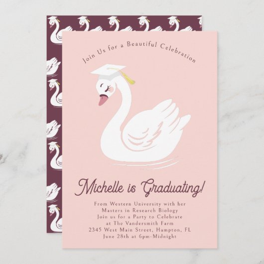 白鳥の卒業式 招待状 (正面/裏面)
