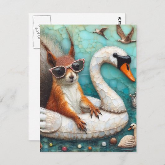 白鳥の広場に浮かぶデジタルアート ポストカード (正面/裏面)