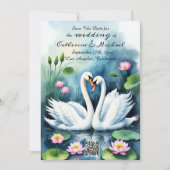 白鳥の愛の水の色蓮の池QRコード結婚s セーブザデート (正面)