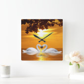 白鳥の愛 スクエア壁時計 (ホーム)