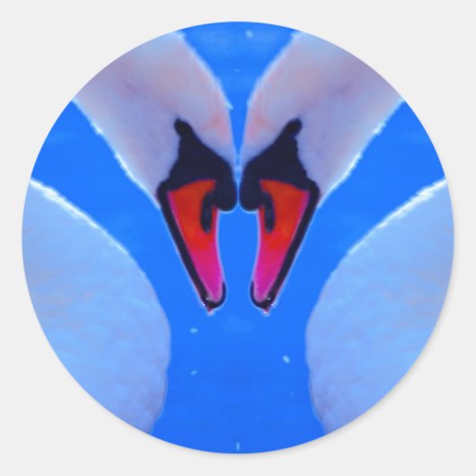 白鳥の愛、ロマンチックなハート型のネック ラウンドシール (正面)