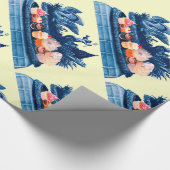 白鳥の戦車とカップケーキブルービーチ結婚式 ラッピングペーパー (角)