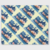 白鳥の戦車とカップケーキブルービーチ結婚式 ラッピングペーパー (フラット)