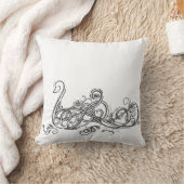 白鳥の手描きファンシー クッション (ブランケット)