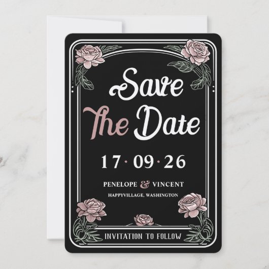 白鳥の歌の結婚式の日付を保存 招待状 (正面)