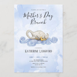 白鳥の水彩の母の日の枝 招待状