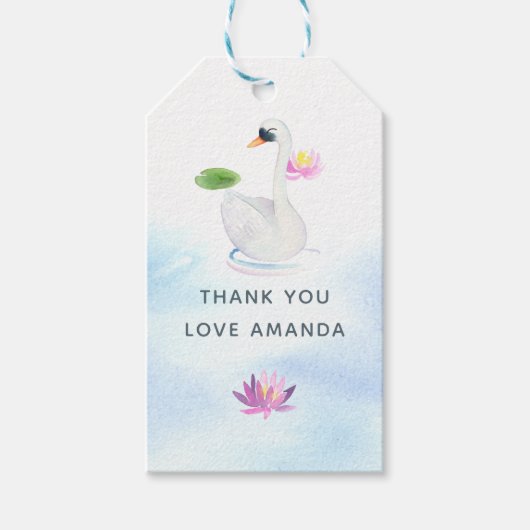 白鳥の水彩画 ギフトタグ (正面)