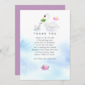 白鳥の水彩赤ちゃんシャワーありがとう サンキューカード (正面/裏面)