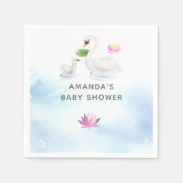 白鳥の水彩赤ちゃんシャワー スタンダードカクテルナプキン
