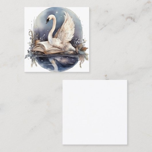 白鳥の水彩 スクエア名刺 (正面/裏面)