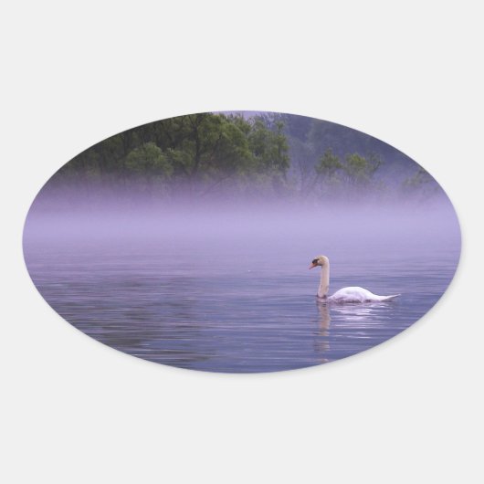 白鳥の湖 楕円形シール (正面)