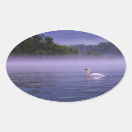 白鳥の湖 楕円形シール