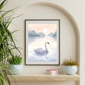 白鳥の湖 | 水彩絵の具で描いた軽やかで明るい絵画 ポスター