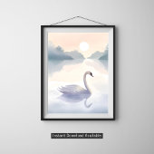 白鳥の湖 | 水彩絵の具で描いた軽やかで明るい絵画 ポスター