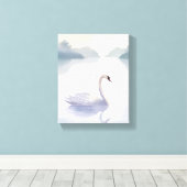 白鳥の湖 | 水彩絵の具のエアリーな明るい絵画 キャンバスプリント (インサイチュ (ウッドフロア))