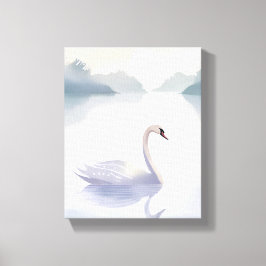 白鳥の湖 | 水彩絵の具のエアリーな明るい絵画 キャンバスプリント