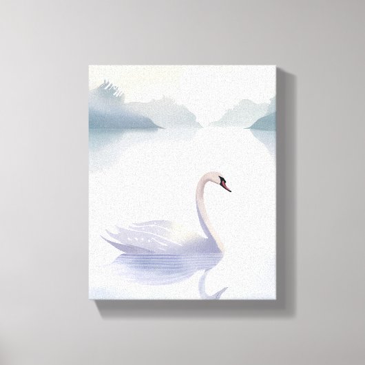 白鳥の湖 | 水彩絵の具のエアリーな明るい絵画 キャンバスプリント (正面)