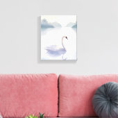 白鳥の湖 | 水彩絵の具のエアリーな明るい絵画 キャンバスプリント (インサイチュ (リビング))